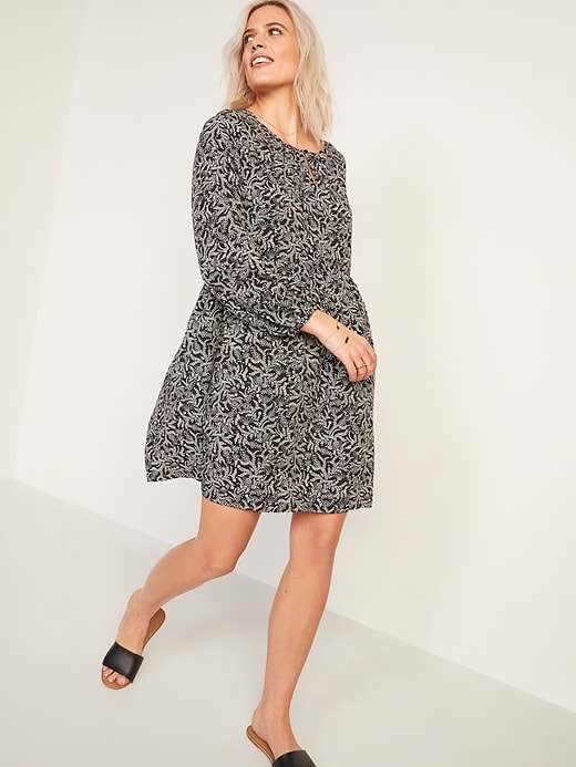 Image number 4 showing, Soft-Woven Keyhole Swing Dress for Women