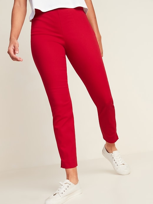 Image number 4 showing, High-Waisted Twill Super Skinny Ankle Pants
