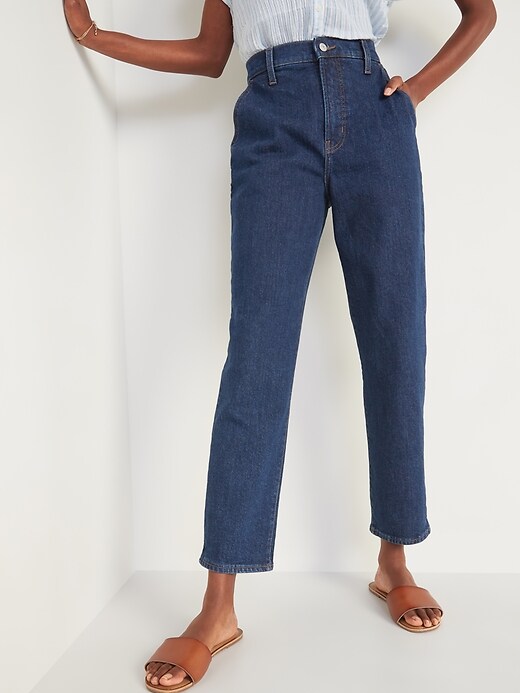 Extra High-Waisted Sky Hi Straight Workwear Jeans for Women | Old Navy