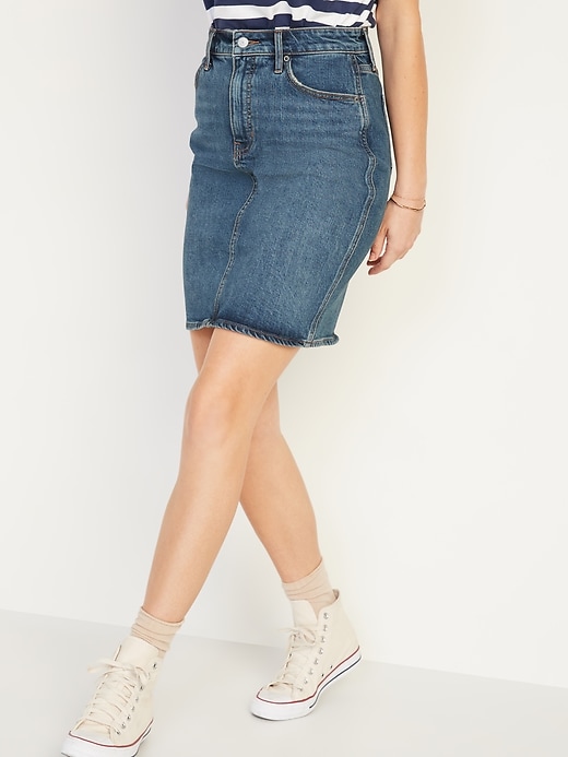 Image number 5 showing, Extra High-Waisted Jean Skirt for Women