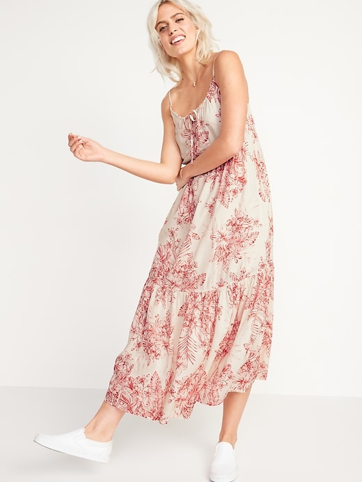 Image number 4 showing, Tiered Tie-Neck Maxi Swing Sundress