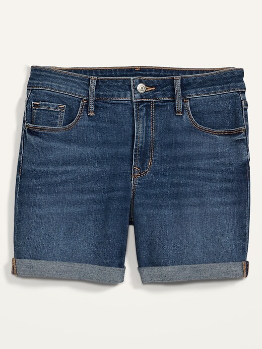 Image number 4 showing, Mid-Rise Cuffed Jean Shorts for Women -- 5-inch inseam