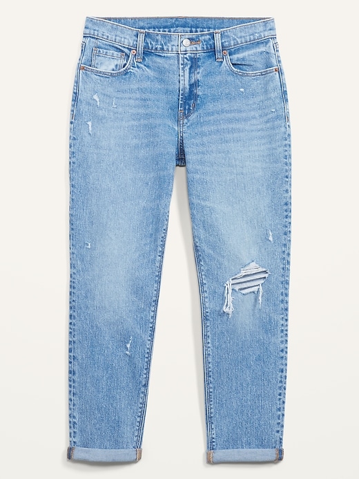 Image number 4 showing, Mid-Rise Boyfriend Straight Ripped Jeans for Women