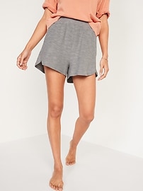 View large product image 3 of 3. Extra High-Waisted Textured Dolphin-Hem Lounge Shorts -- 3.5-inch inseam