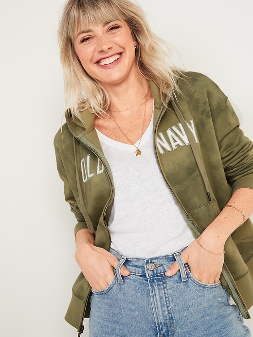 Logo-Graphic Specially-Dyed Zip-Front Hoodie | Old Navy