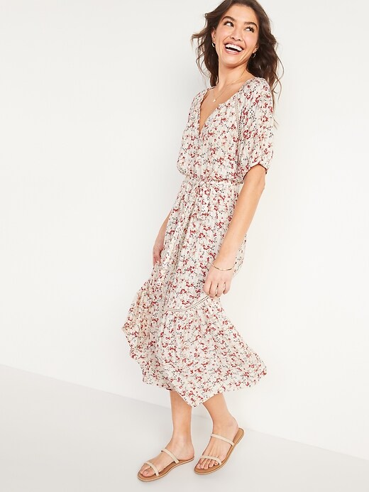 Floral Tiered Tie-Belt Shift Dress for Women | Old Navy