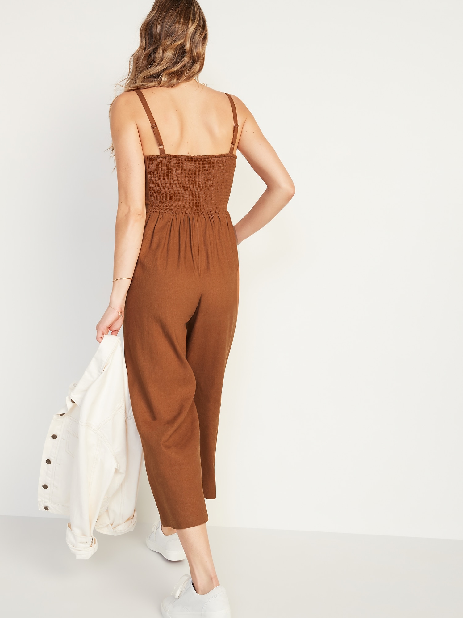 old navy linen blend cami jumpsuit