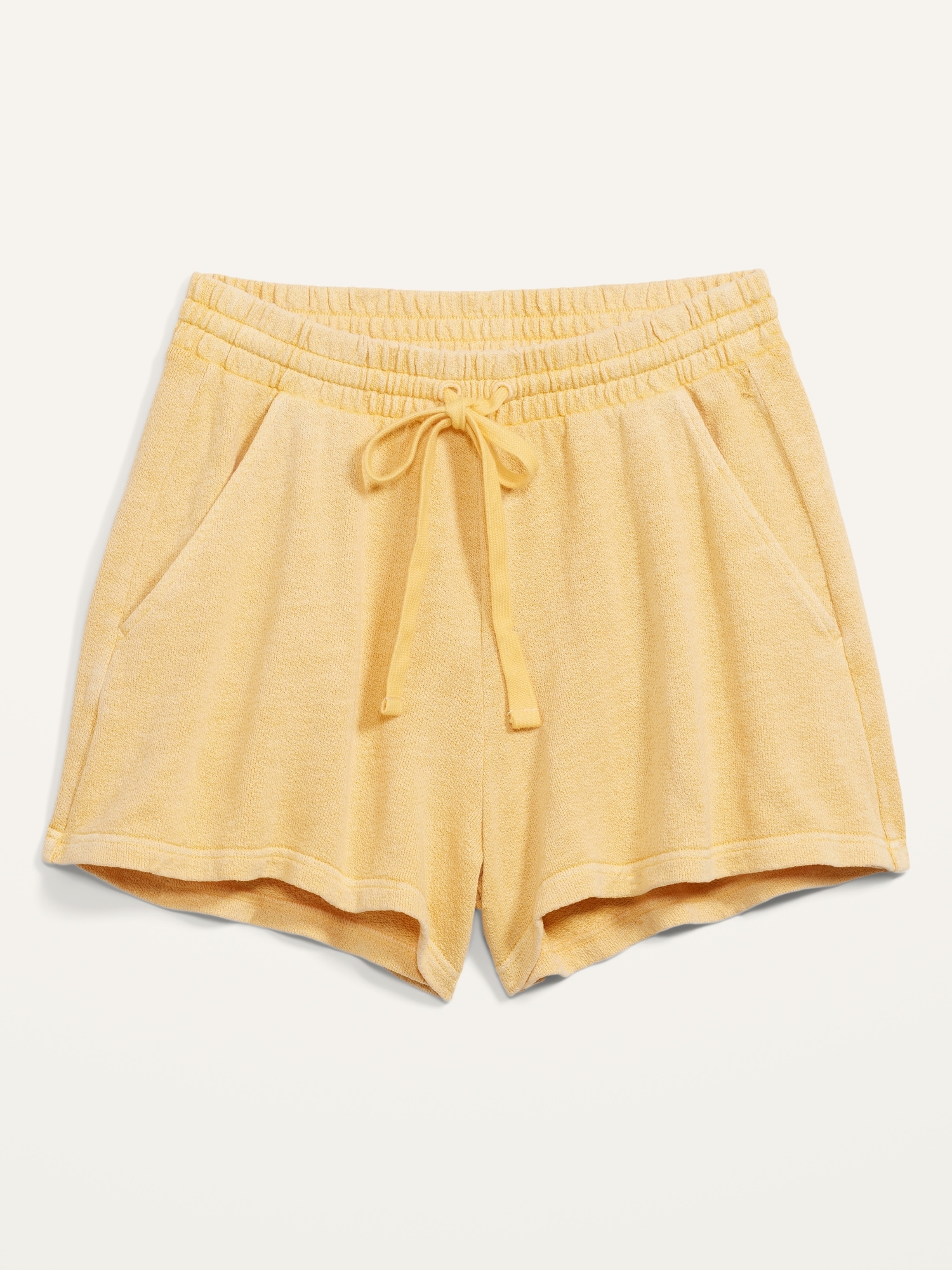 High-Waisted Garment-Dyed Cali-Fleece Shorts for Women -- 3-inch inseam
