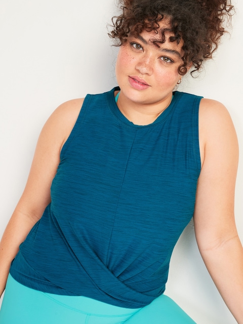 Breathe ON Twist-Hem Cropped Tank Top