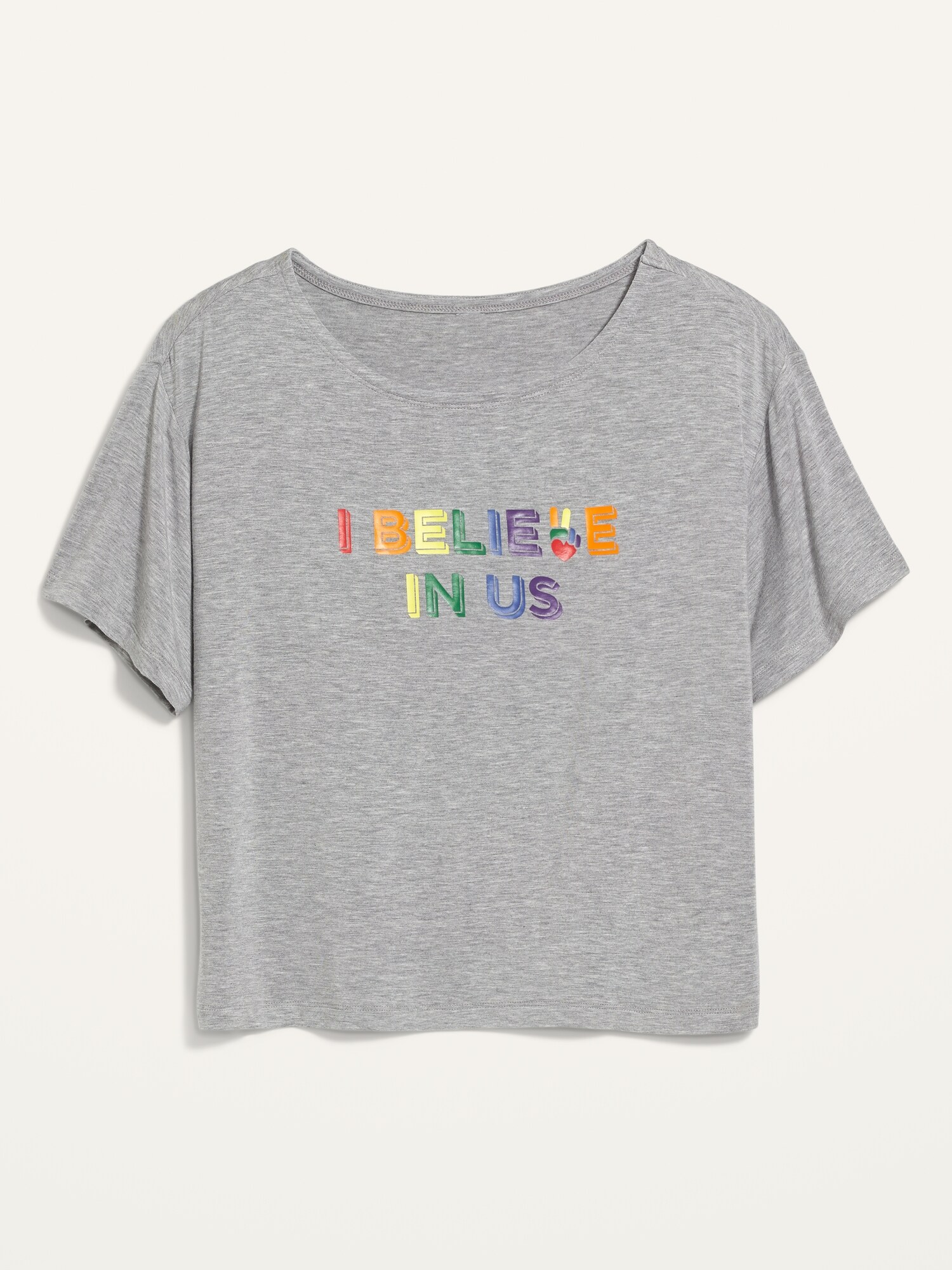 Loose Sunday Sleep Ultra-Soft Pride Graphic Cropped Tee for Women