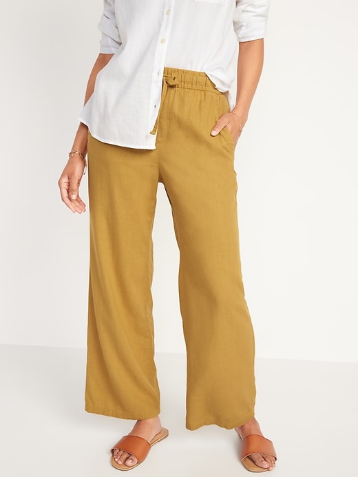 Linen pants small waist band nude (REGULAR) - Mauré