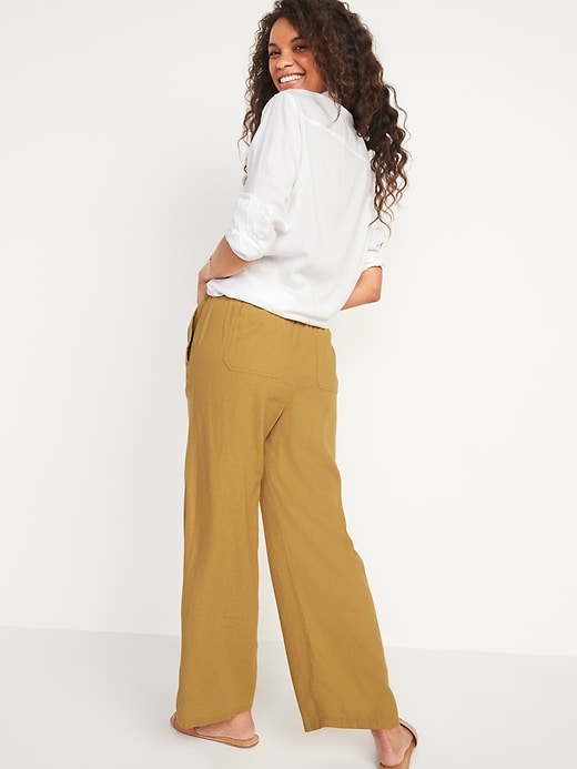 High-Waisted Wide-Leg Linen-Blend Pants for Women