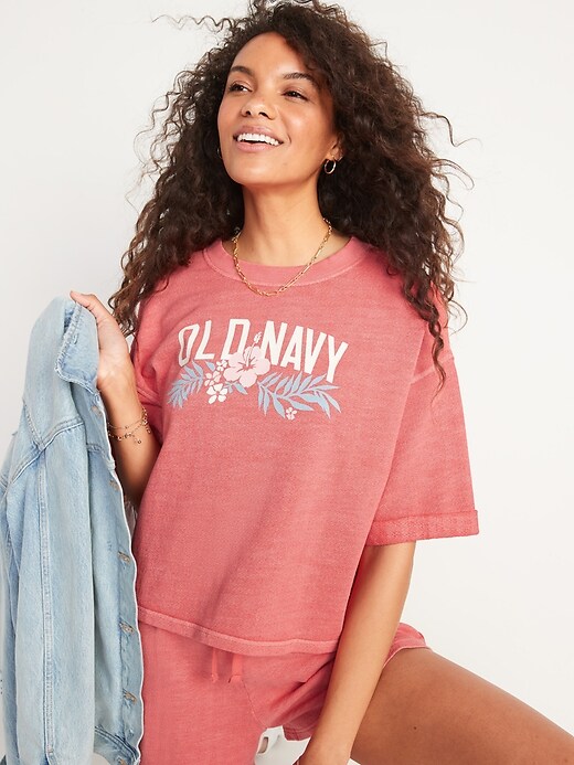 Image number 2 showing, Oversized Logo-Graphic Cali-Fleece Sweatshirt for Women