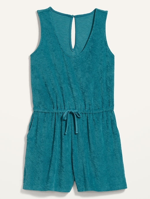 Image number 4 showing, Waist-Defined Sleeveless Performance Terry Romper -- 3-inch inseam