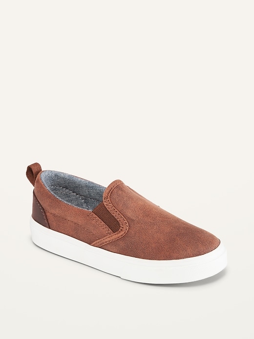 View large product image 1 of 4. Unisex Textured Faux-Leather Slip-Ons for Toddler