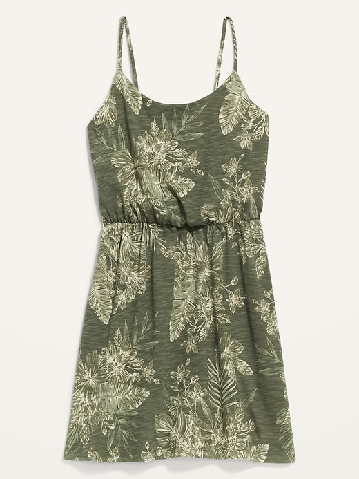 View large product image 2 of 2. Waist-Defined Printed Slub-Knit Midi Dress