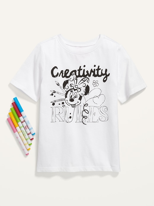 View large product image 1 of 2. Disney&#169 Unisex DIY Color Me Licensed Graphic T-Shirt for Toddlers (with 5 Crayola&#174 Fabric Markers)