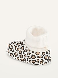 View large product image 3 of 4. Unisex Soft-Knit Animal-Print Bootie Slippers for Baby