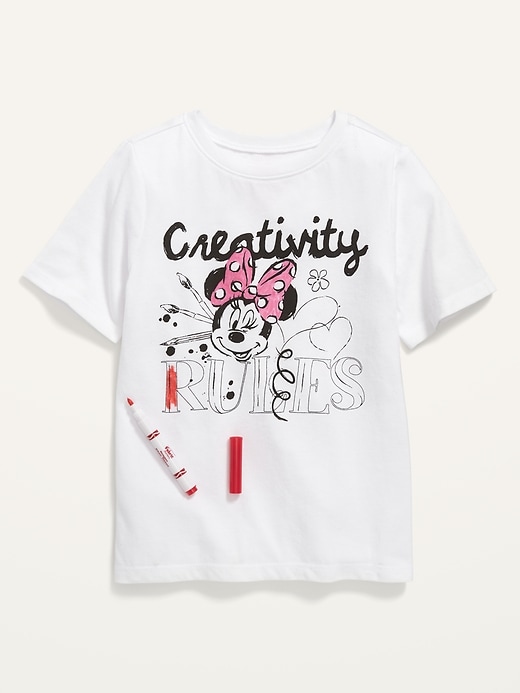 View large product image 2 of 2. Disney&#169 Unisex DIY Color Me Licensed Graphic T-Shirt for Toddlers (with 5 Crayola&#174 Fabric Markers)
