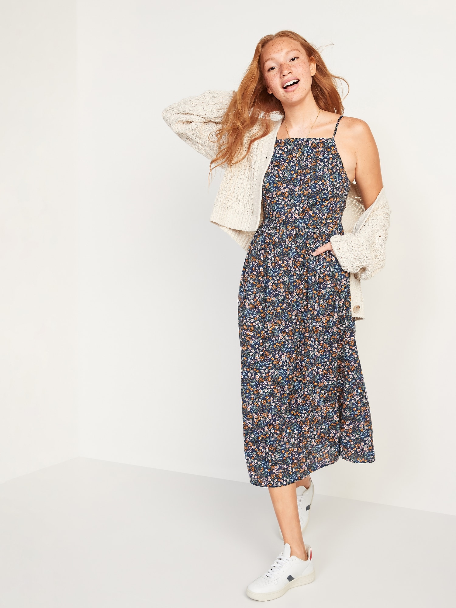 Floral-Print Fit & Flare Cami Midi Sundress for Women | Old Navy