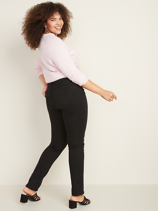 Image number 2 showing, Mid-Rise Power Slim Straight Black Jeans for Women