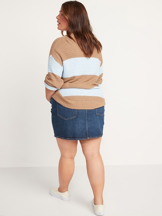 Image number 8 showing, High-Waisted Button-Front Mini Jean Skirt for Women
