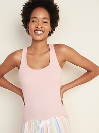Rib-Knit Shelf-Bra Pajama Tank Top for Women
