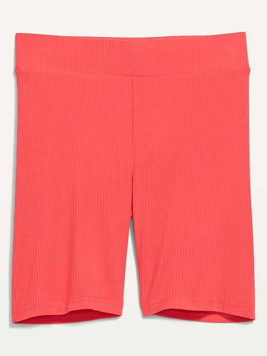 View large product image 1 of 3. High-Waisted Sunday Sleep Rib-Knit Biker Shorts -- 7-inch inseam