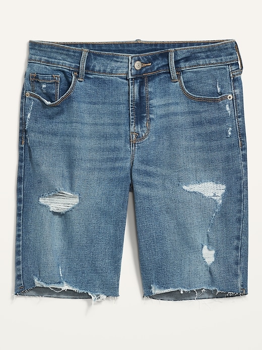 Mid-Rise Distressed Jean Bermuda Shorts for Women - 9-inch inseam | Old ...