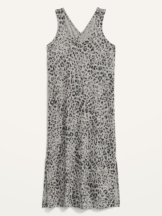 Image number 1 showing, Sleeveless Specially-Dyed Cross-Back Leopard-Print Midi Shift Dress