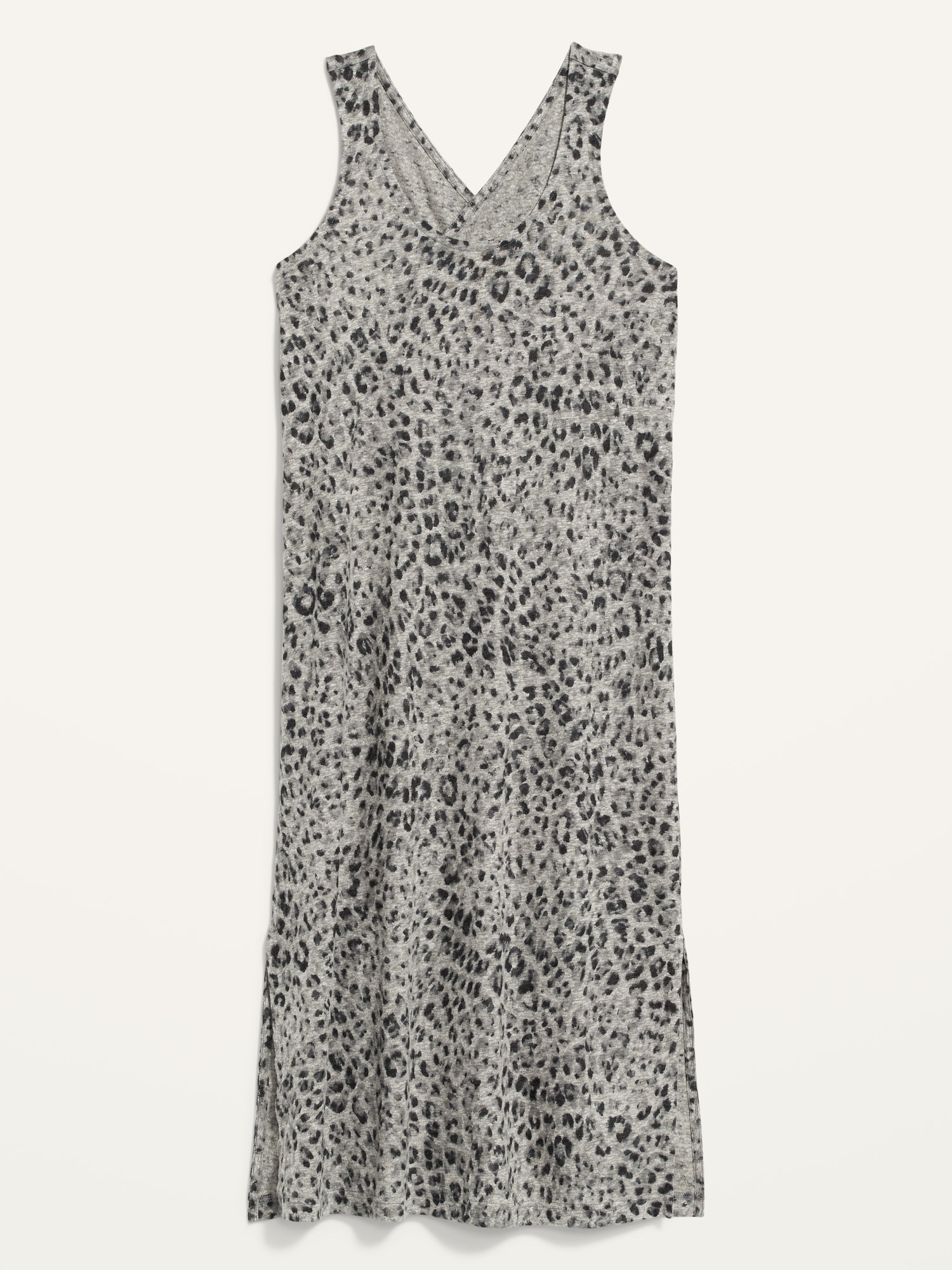 Sleeveless Specially-Dyed Cross-Back Leopard-Print Midi Shift Dress for Women