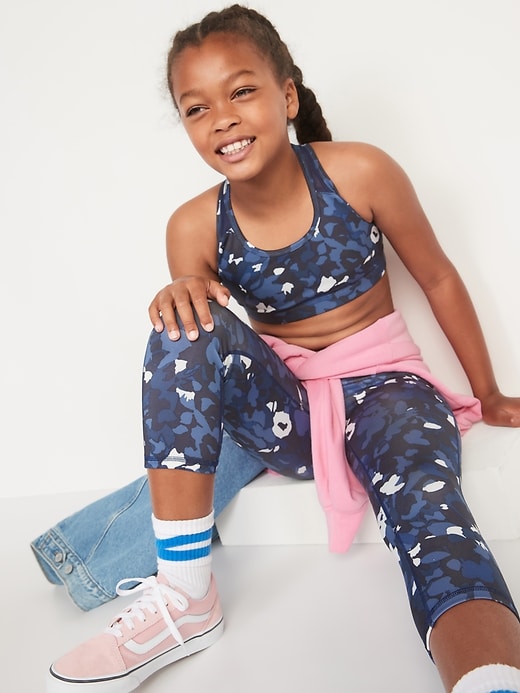 Go Dry Printed Racerback Powerpress Sports Bra For Girls Old Navy 