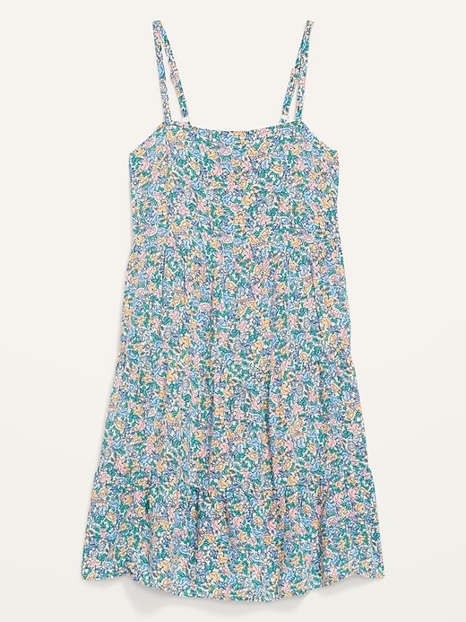 View large product image 2 of 2. Sleeveless Tiered Floral-Print Swing Dress