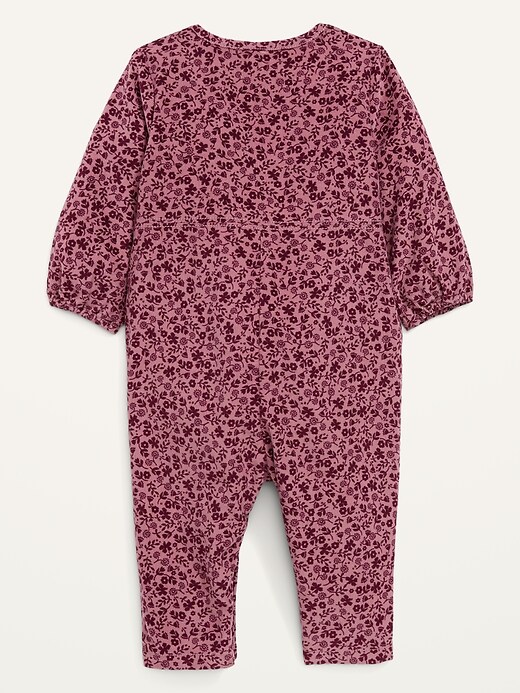 Long-Sleeve Floral Corduroy One-Piece for Baby