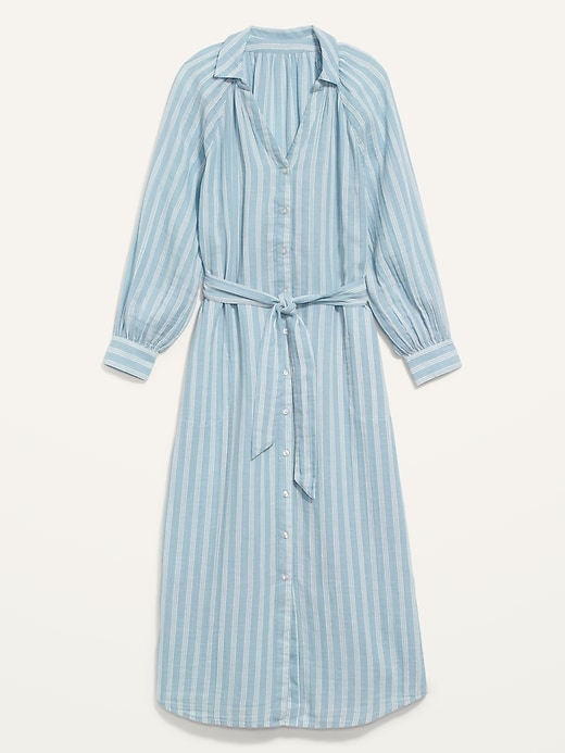 Long-Sleeve Waist-Defined Striped Midi Dress for Women | Old Navy