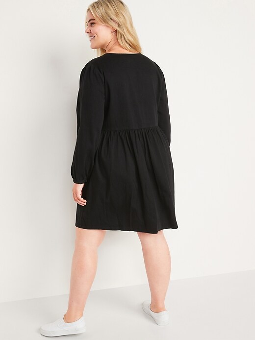 Image number 8 showing, Long-Sleeve Fit & Flare Jean Mini Dress