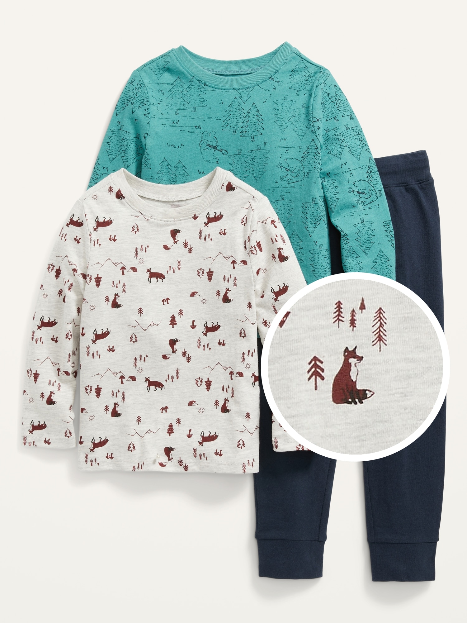 Oldnavy 3-Piece Long-Sleeve T-Shirt and Jogger Pants Set for Toddler Boys