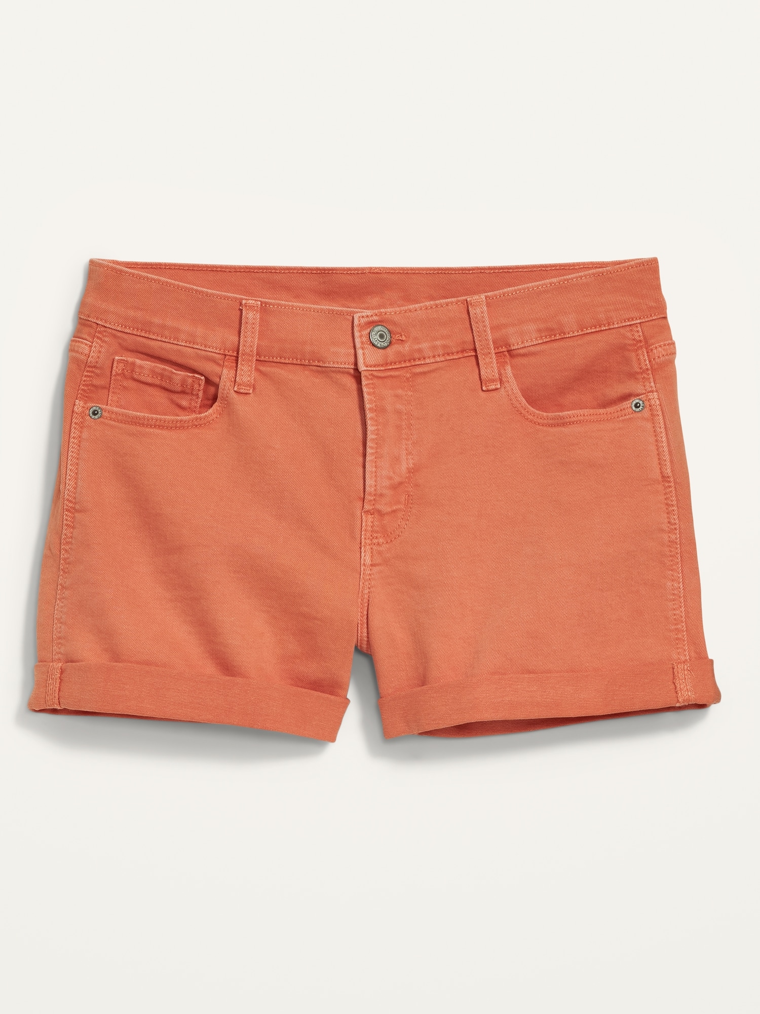 Mid-Rise Pop-Color Boyfriend Jean Shorts for Women -- 3-inch inseam