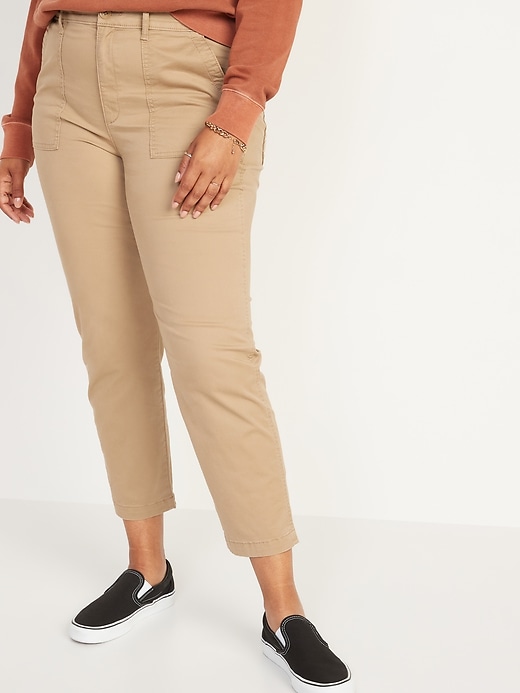 Image number 1 showing, High-Waisted Utility Ankle Chino Pants for Women