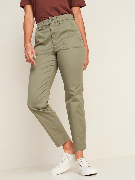Image number 5 showing, High-Waisted Utility Ankle Chino Pants for Women