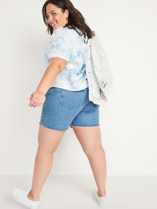 Image number 8 showing, High-Waisted Slouchy Straight Cut-Off Jean Shorts for Women -- 5-inch inseam