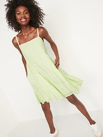 View large product image 3 of 3. Sleeveless Tiered Dobby Swing Dress