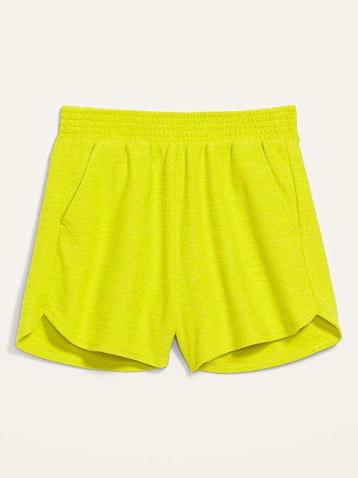 View large product image 2 of 2. Extra High-Waisted Textured Dolphin-Hem Lounge Shorts -- 3.5-inch inseam
