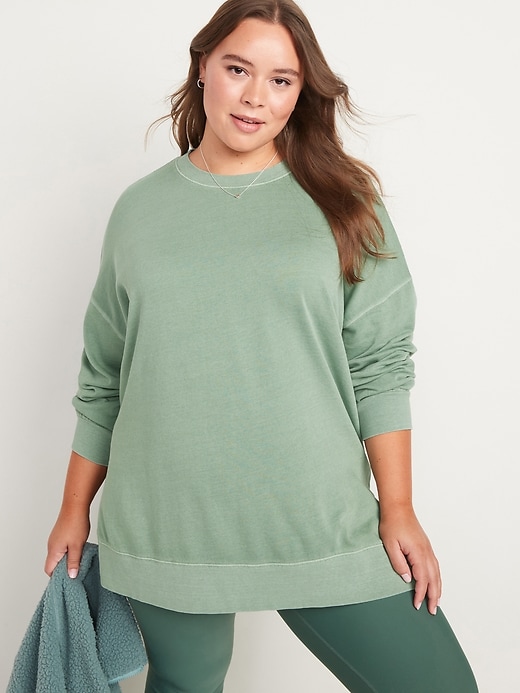 Image number 7 showing, Vintage Long-Sleeve Garment-Dyed French-Terry Tunic Sweatshirt