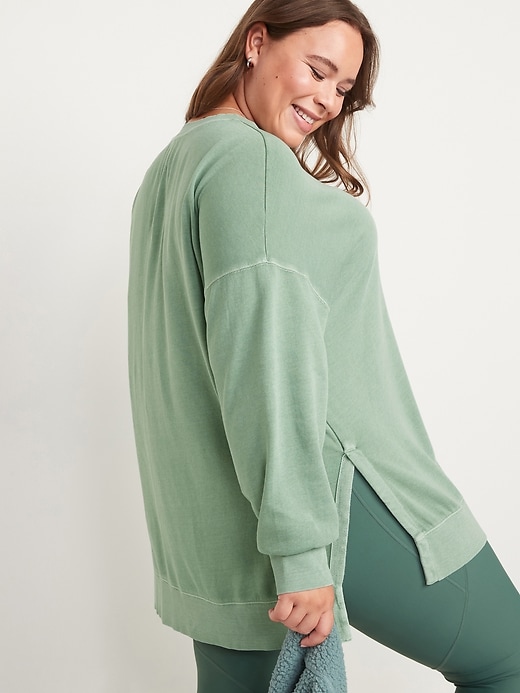 Image number 8 showing, Vintage Long-Sleeve Garment-Dyed French-Terry Tunic Sweatshirt