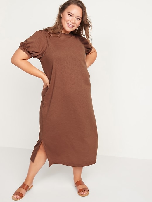Image number 7 showing, Puff-Sleeve Midi T-Shirt Shift Dress for Women