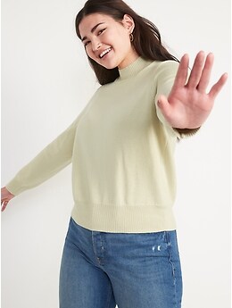 Mock-Neck Pullover Sweater for Women 