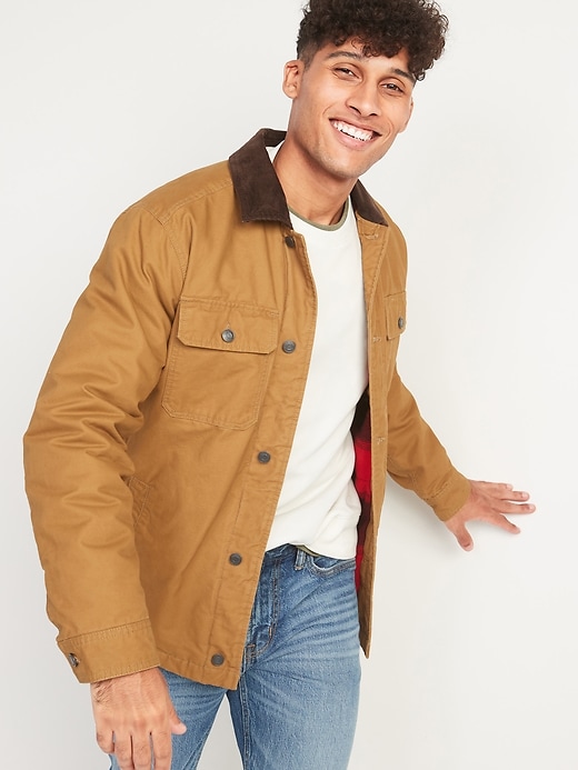 View large product image 1 of 1. Canvas Flannel-Lined Workwear Jacket
