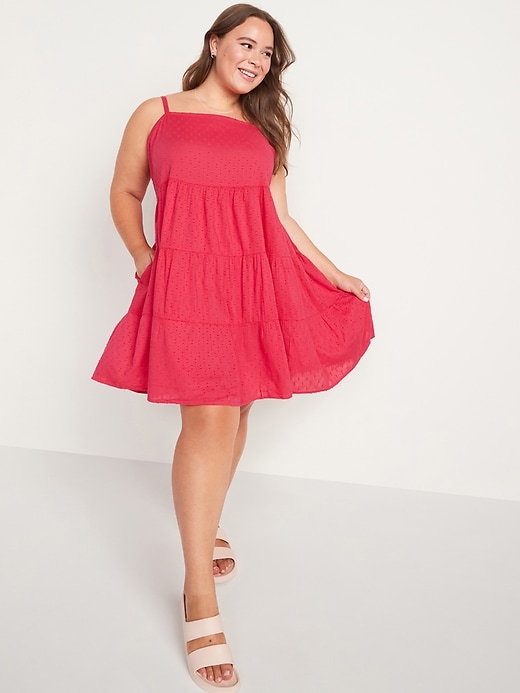 Image number 7 showing, Sleeveless Tiered Clip Dot Mini Swing Dress