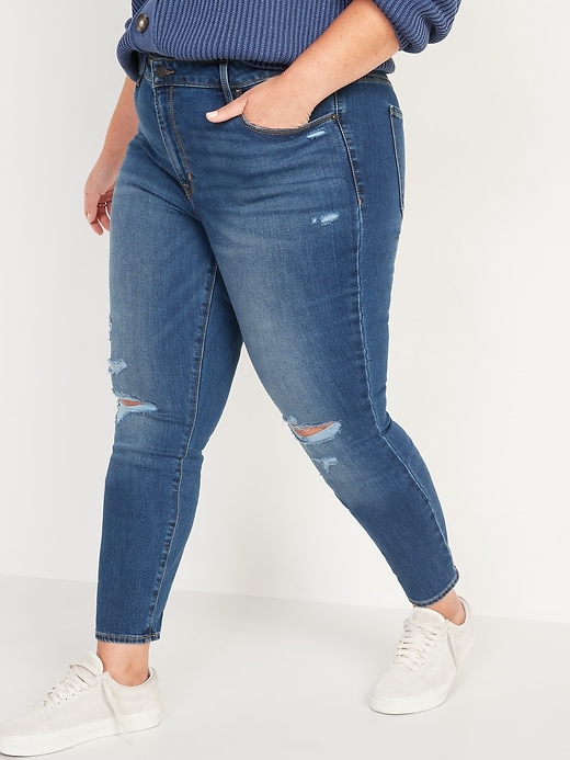 Image number 7 showing, Mid-Rise Pop Icon Distressed Skinny Jeans for Women